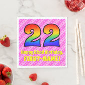 Serviette En Papier 22e anniversaire : Pink Stripes & Hearts, Arc-en-c (En situation)