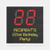 Serviette En Papier 22e anniversaire : Rouge Digital Clock Style "22" (Devant)