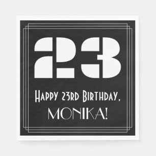 Serviette En Papier 23e anniversaire : Apparence Art Déco "23" + Nom
