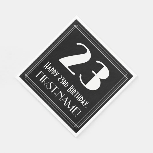 Serviette En Papier 23e anniversaire ~ Art Déco Inspiré Look "23", Nom (Coin)