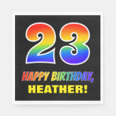 Serviette En Papier 23e anniversaire : Bold, amusant, simple, arc-en-c (Devant)