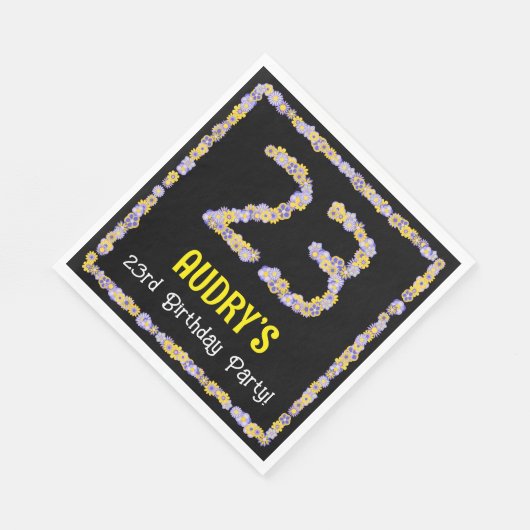 Serviette En Papier 23e anniversaire : Floral Flowers Numéro, Nom pers (Coin)