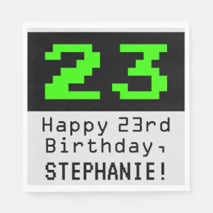 Serviette En Papier 23e anniversaire - Nerdy / Geeky Style "23" & Nom