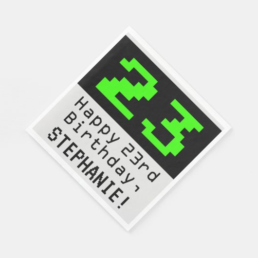 Serviette En Papier 23e anniversaire - Nerdy / Geeky Style "23" & Nom (Coin)