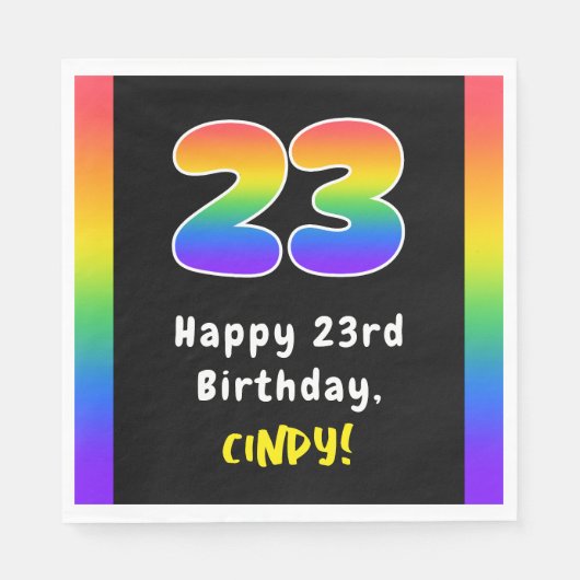 Serviette En Papier 23e anniversaire : Rainbow Spectrum # 23, Nom pers (Devant)