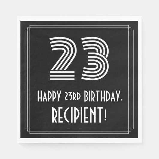Serviette En Papier 23ème anniversaire : Art Déco Inspiré Look "23" +  (Devant)