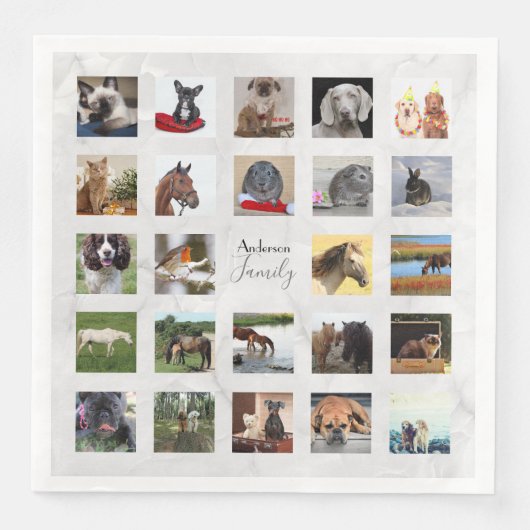 Serviette En Papier 24 PHOTO COLLAGE Marble Partyware (Devant)