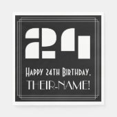Serviette En Papier 24e anniversaire : Art Déco Inspiré Look "24" + No (Devant)