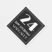 Serviette En Papier 24e anniversaire ~ Art Déco Inspiré Look "24", Nom (Coin)