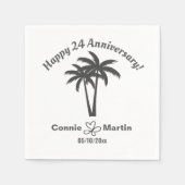 Serviette En Papier 24e Anniversaire de Mariage Palmiers (Devant)