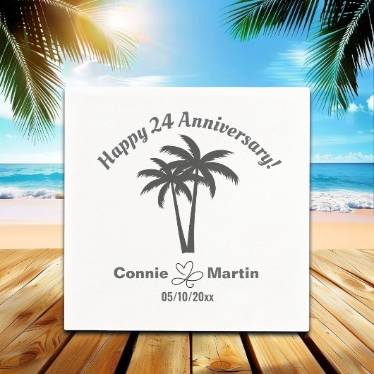 Serviette En Papier 24e Anniversaire de Mariage Palmiers