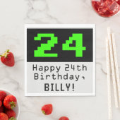 Serviette En Papier 24e anniversaire - Nerdy / Geeky Style "24" & Nom (En situation)