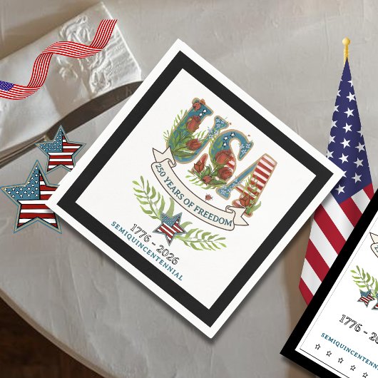 Serviette En Papier 250 Years of Freedom Chic Patriotic Black Border