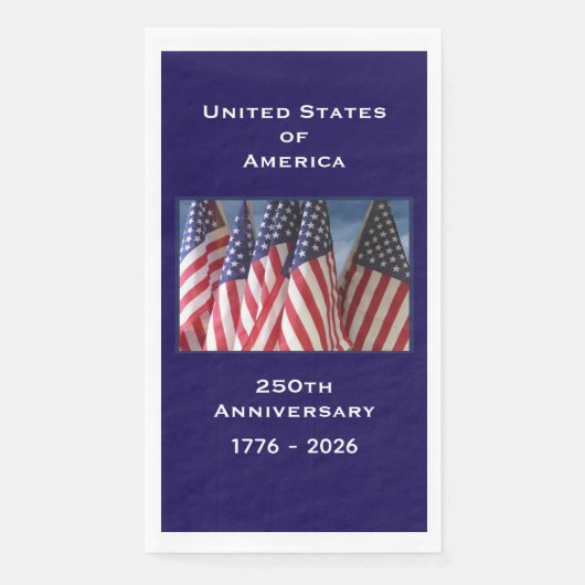 Serviette En Papier 250e anniversaire USA Patriotic Flags Papier (Devant)