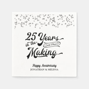 Serviette En Papier 25 ANS D'ANNÉE DANS L'ARGENT FABRIQUANT Confetti