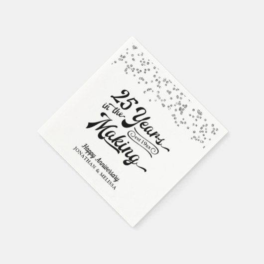 Serviette En Papier 25 ANS D'ANNÉE DANS L'ARGENT FABRIQUANT Confetti (Coin)