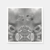 Serviette En Papier 25e anniversaire 25 ans Jubilé chic gris argent (Devant)