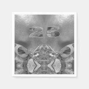 Serviette En Papier 25e anniversaire 25 ans Jubilé chic gris argent