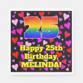 Serviette En Papier 25e anniversaire : Amour Hearts Motif, Arc-en-ciel (Devant)