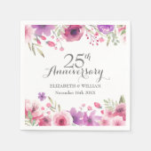 Serviette En Papier 25e anniversaire Aquarelle Rose verdure (Devant)