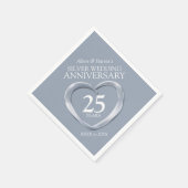 Serviette En Papier 25e anniversaire argent coeur personnalisé nom (Coin)