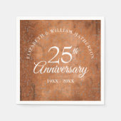 Serviette En Papier 25e Anniversaire Argent Confetti Boho Boho Rustiqu (Devant)