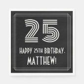 Serviette En Papier 25e anniversaire : Art Déco Inspiré Look "25" + No (Devant)