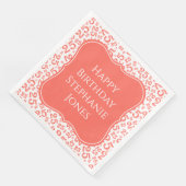 Serviette En Papier 25e anniversaire Coral/Blanc Motif du numéro de su (Coin)