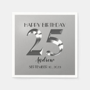 Serviette En Papier 25e anniversaire d'argent métallique