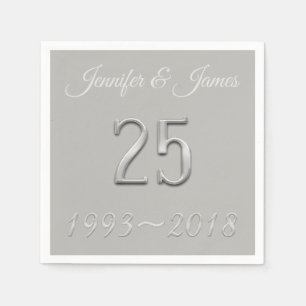 Serviette En Papier 25e anniversaire de la typographie Mariage en arge