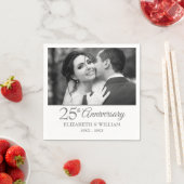 Serviette En Papier 25e anniversaire de l'argent Mariage photo élégant (En situation)