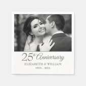 Serviette En Papier 25e anniversaire de l'argent Mariage photo élégant (Devant)
