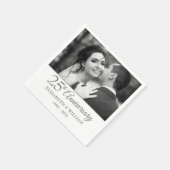 Serviette En Papier 25e anniversaire de l'argent Mariage photo élégant (Coin)
