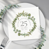 Serviette En Papier 25e Anniversaire de Mariage en Argent Greenery Flo