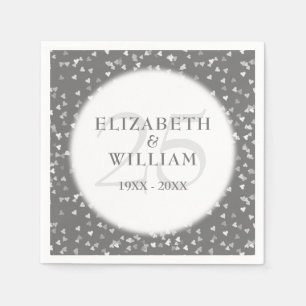 Serviette En Papier 25e Anniversaire de Mariage Moderne Argent Confett