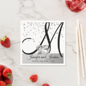 Serviette En Papier 25e anniversaire de Mariage Monogrammed Silver (En situation)