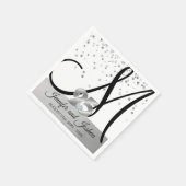 Serviette En Papier 25e anniversaire de Mariage Monogrammed Silver (Coin)