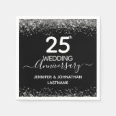 Serviette En Papier 25e anniversaire de Mariage Parties scintillant Fa (Devant)