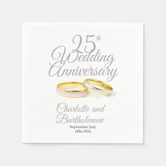 Serviette En Papier 25e anniversaire du Mariage (Devant)