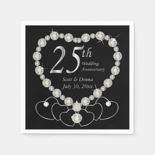 Serviette En Papier 25e anniversaire du Mariage d'argent (Devant)