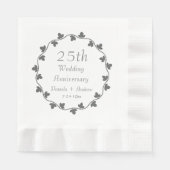 Serviette En Papier 25e anniversaire du Mariage d'argent Ivy Wreath (Devant)