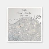 Serviette En Papier 25e anniversaire du Mariage de Sparkle Silver (Devant)