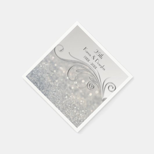 Serviette En Papier 25e anniversaire du Mariage de Sparkle Silver (Coin)