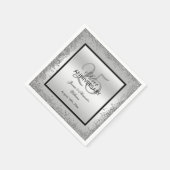 Serviette En Papier 25e anniversaire du Mariage Glitzy Silver & Black (Coin)