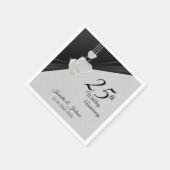 Serviette En Papier 25e anniversaire du Mariage gris et noir en argent (Coin)