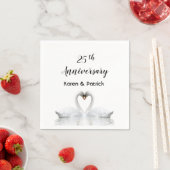 Serviette En Papier 25e anniversaire du mariage les cygnes blancs aime (En situation)