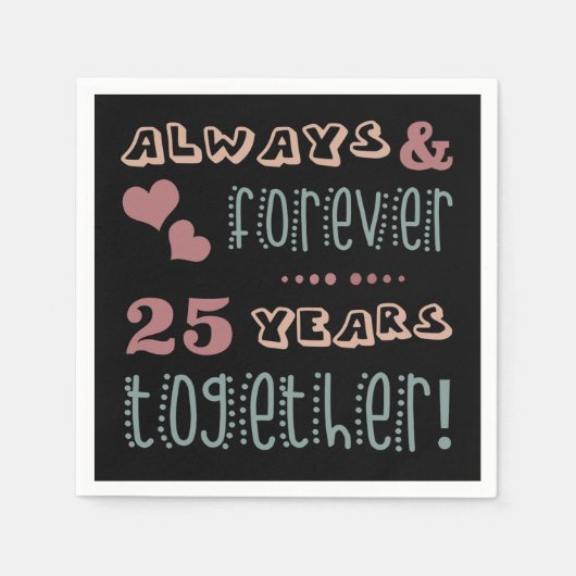 Serviette En Papier 25e anniversaire du Mariage mignon (Devant)