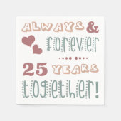 Serviette En Papier 25e anniversaire du Mariage mignon (Devant)