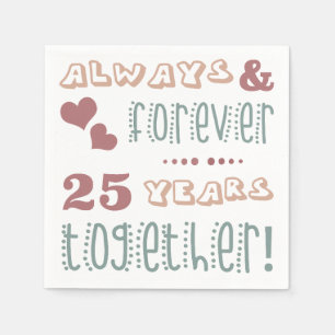 Serviette En Papier 25e anniversaire du Mariage mignon
