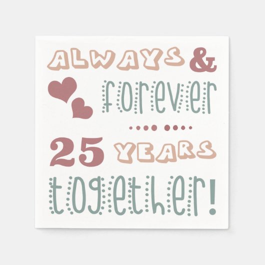 Serviette En Papier 25e anniversaire du Mariage mignon (Devant)